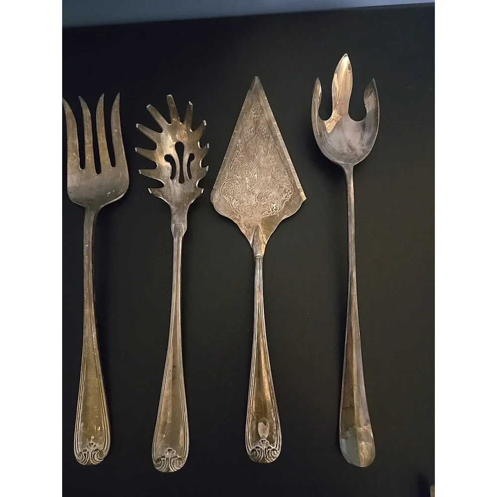 Unknown‎ Maker Lot Of 5 Serving Utensils Silver Plated